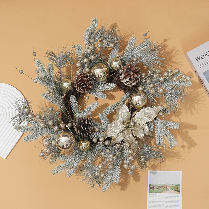 Christmas Front Door Wreath Decoration with Pinecone Flower Artificial Pine Rattan Wreath Garland Teardrop Swag Window Venue Setup โ image 2