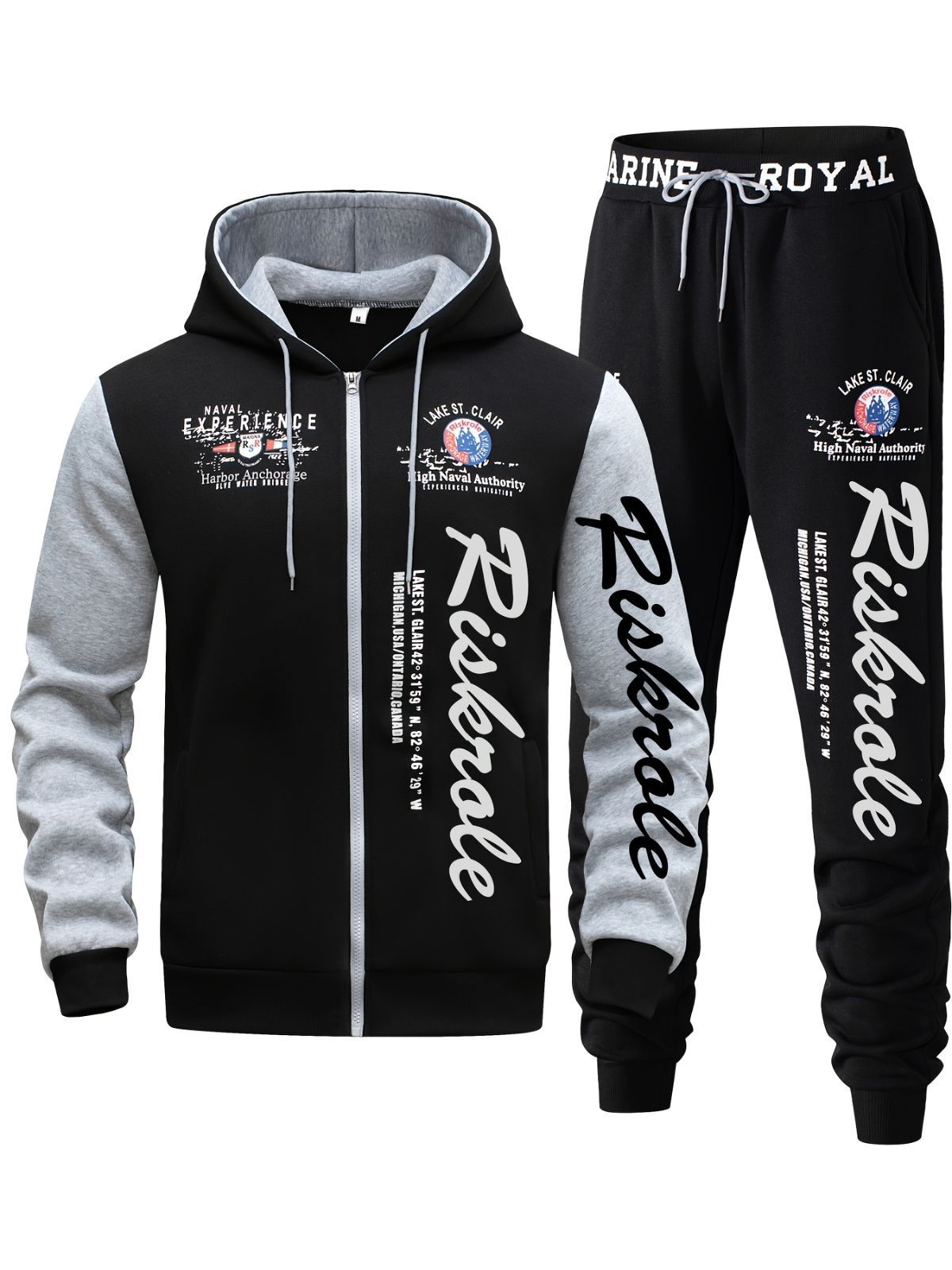 Men'S Hoodie Set Letter Print Hoodie Casual Sportswear Jogger Set Australian - Khaki - Size S(AU S/EU46) — image 3