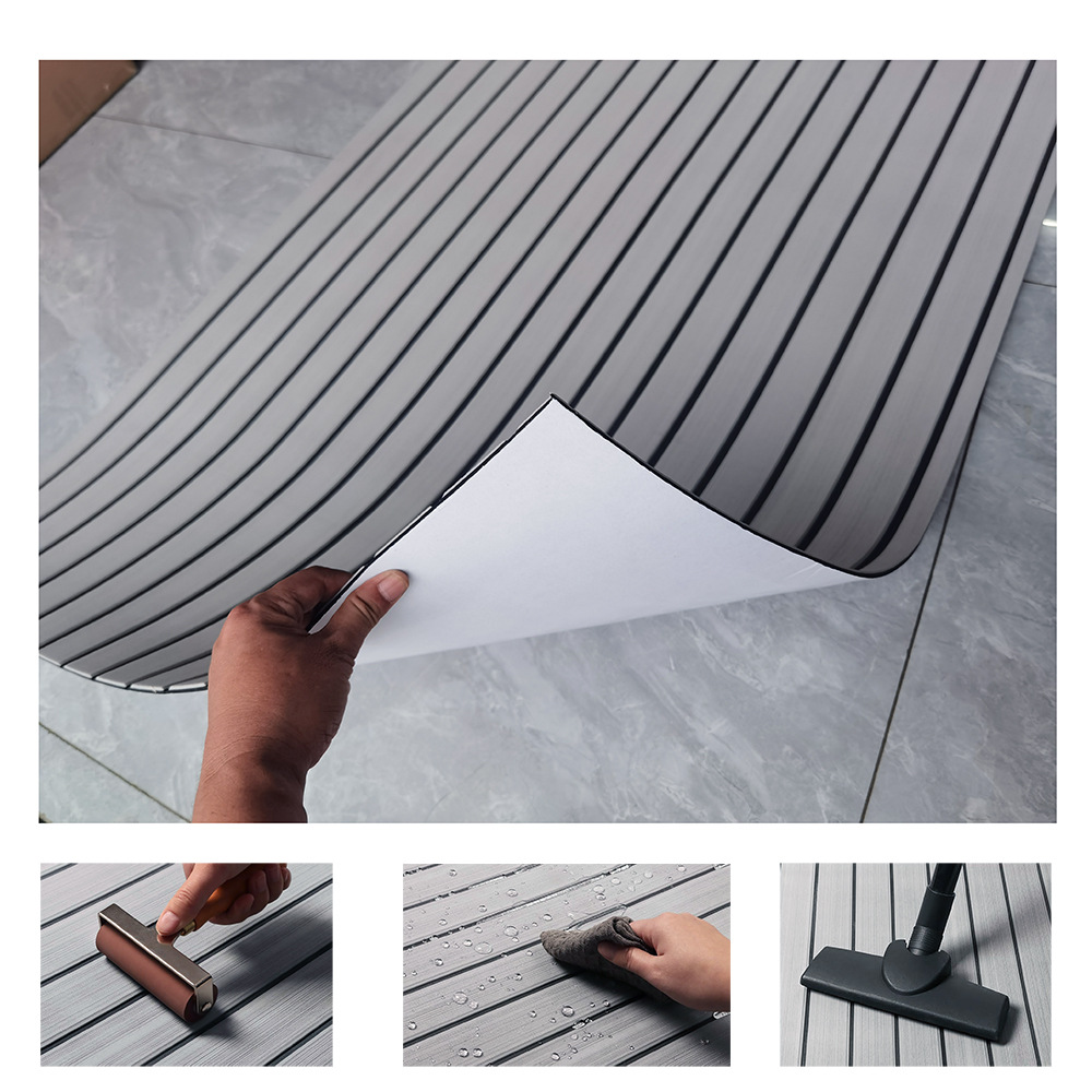 Grey Striped EVA Boat Deck Mat - Waterproof Non-Slip Flooring for Yacht, Boat, and Outdoor Use(2400x450x6mm) โ image 2