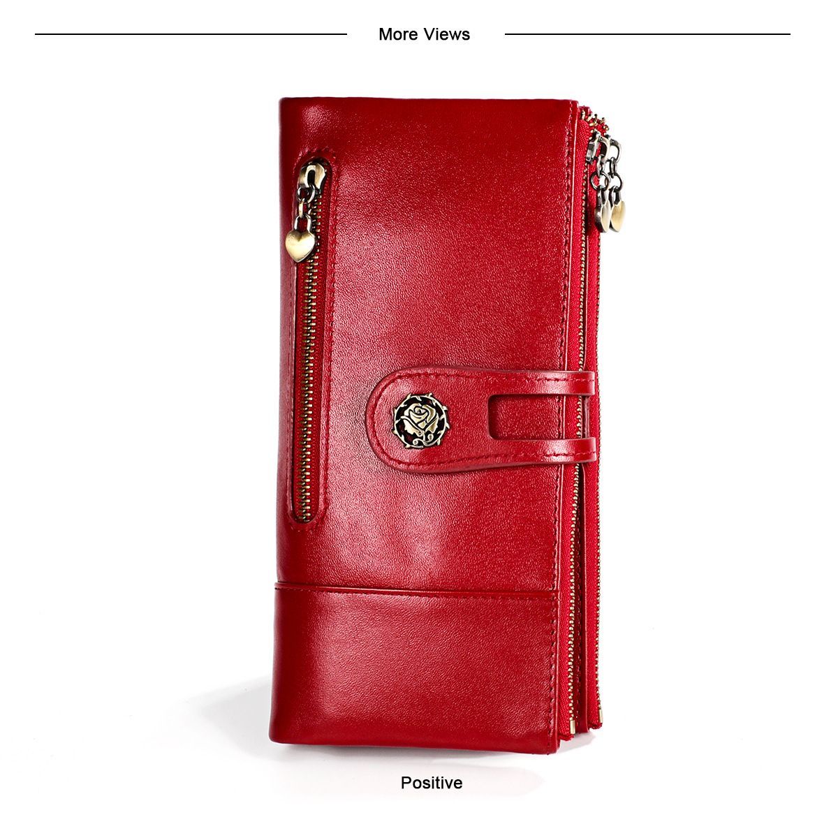 Women'S Wallet Anti-Theft Wallet Vintage Leather Wallet Korean-Style Wallet - Green - Size m — image 2