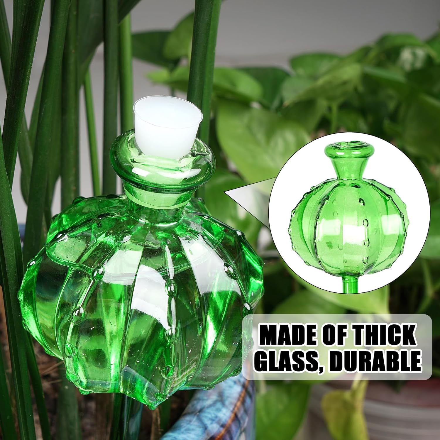 Self-watering planter. Watering devices for plants. Watering bulbs for plants. 4 plant watering bulbs. Green, cactus-shaped, self-watering bulbs — image 5