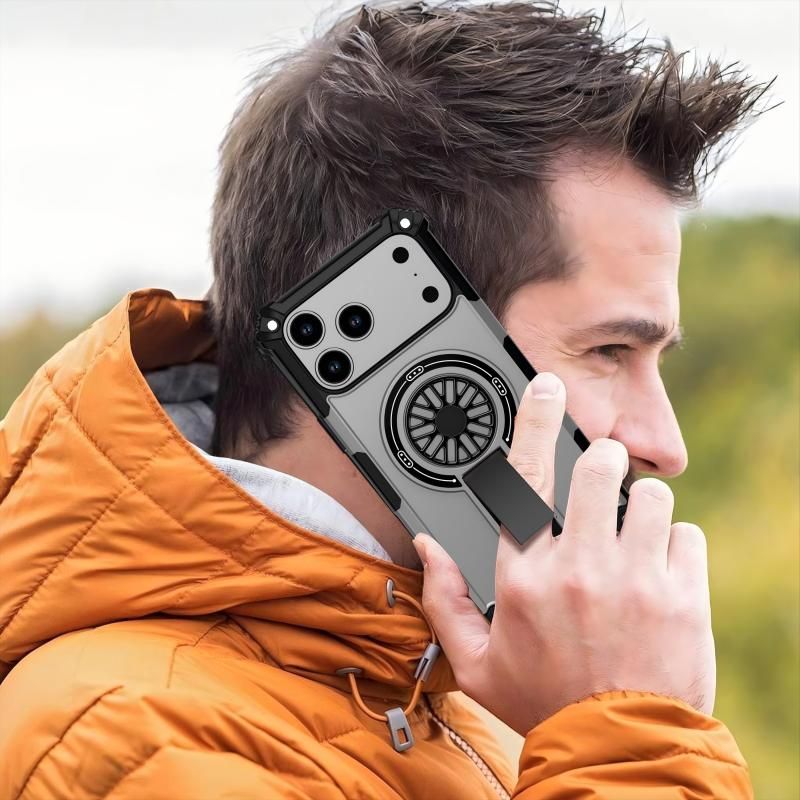 Armor Heavy Duty Magnetic Rotating Ring Kickstand Phone Case For iPhone 14 Plus, Anti-Drop Protective Cover In Silver — image 6