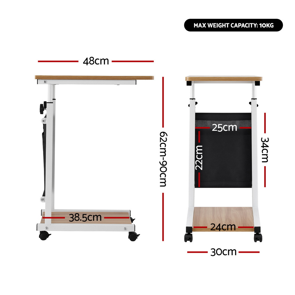 Artiss Laptop Desk Height Adjustable Mobile Workstation Computer Desks 48CM Oak โ image 2