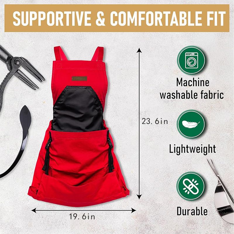 Oxford Cloth Multifunctional Gardening Apron, Thickened Durable Lightweight Large Pocket, Back Cross Straps Unisex(GREEN) โ image 6