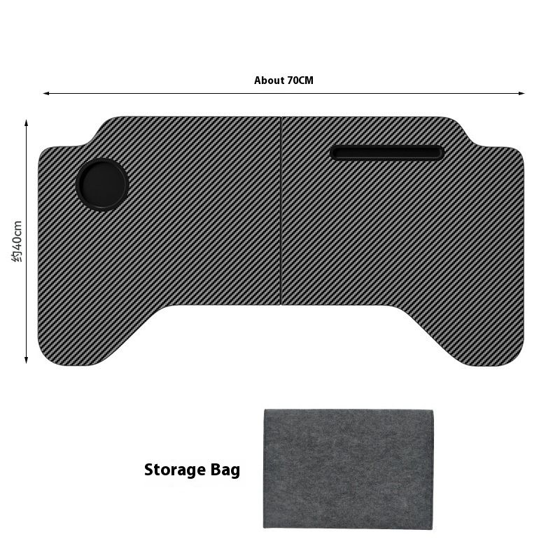 Carbon Fiber Textured Car Desk, Multipurpose Portable Food Tray Dining Table for Dining and Working In the Car, Car Laptop Desk — image 3