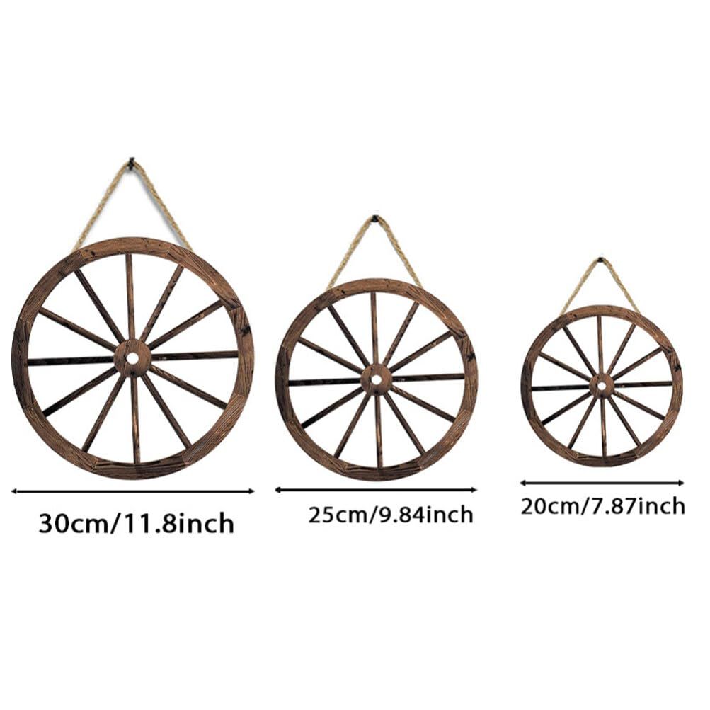 Home Decor 3pcs Wooden Wagon Wheel Wall Decor Old Western Style Wood Wagon Wheel Wall Art Farmhouse Wagon Wheels Rustic Yard — image 5