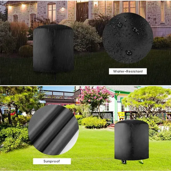 1 Piece Round Grill Cover, 210D Oxford Waterproof Windproof Outdoor Protector for Charcoal and Gas Grills, Black, 71 x 65 cm โ image 4