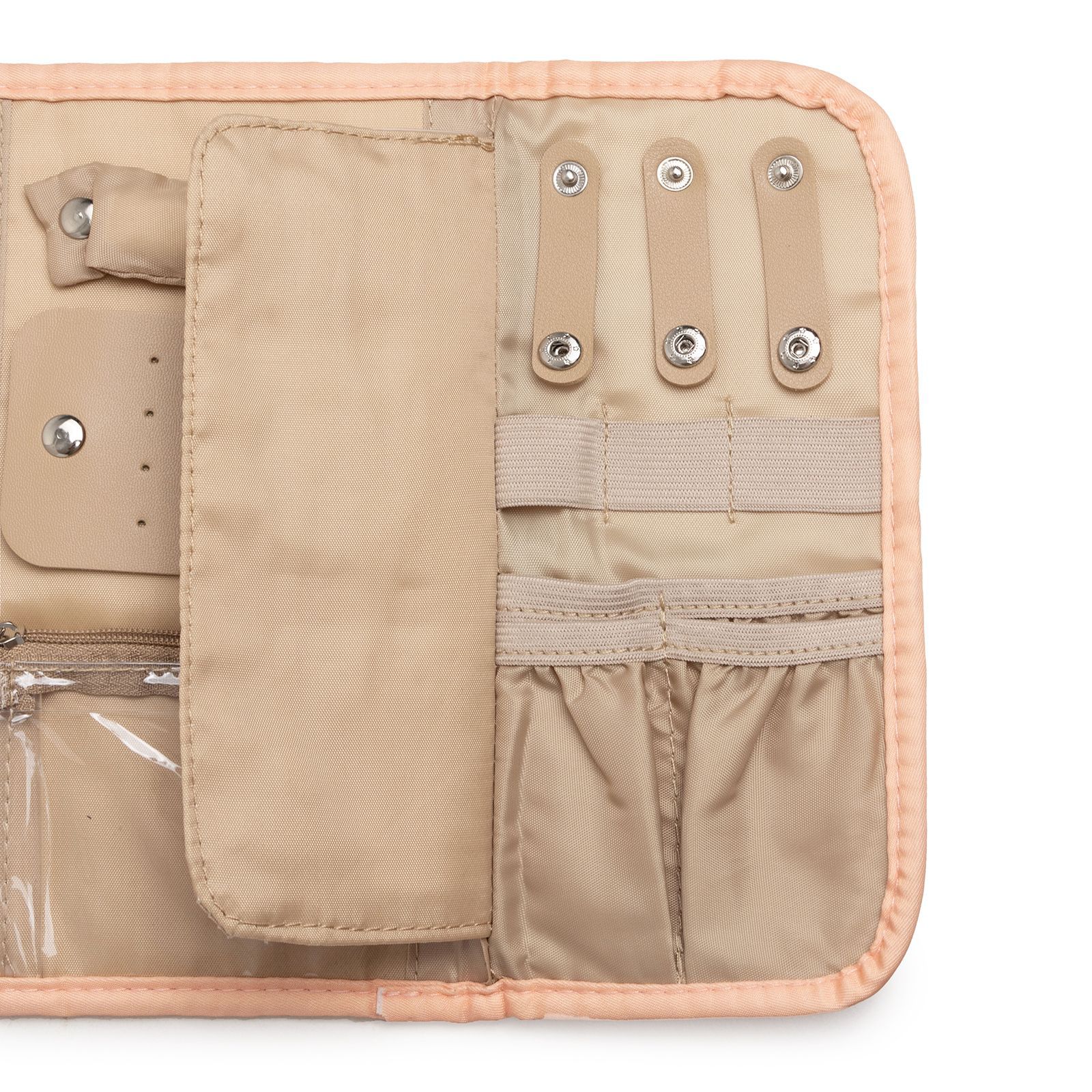 Pink Portable Travel Jewelry Organizer Roll - Foldable Jewelry Storage Pouch for Earrings, Rings, and Necklaces(Jewellery is a shooting prop and is โ image 5