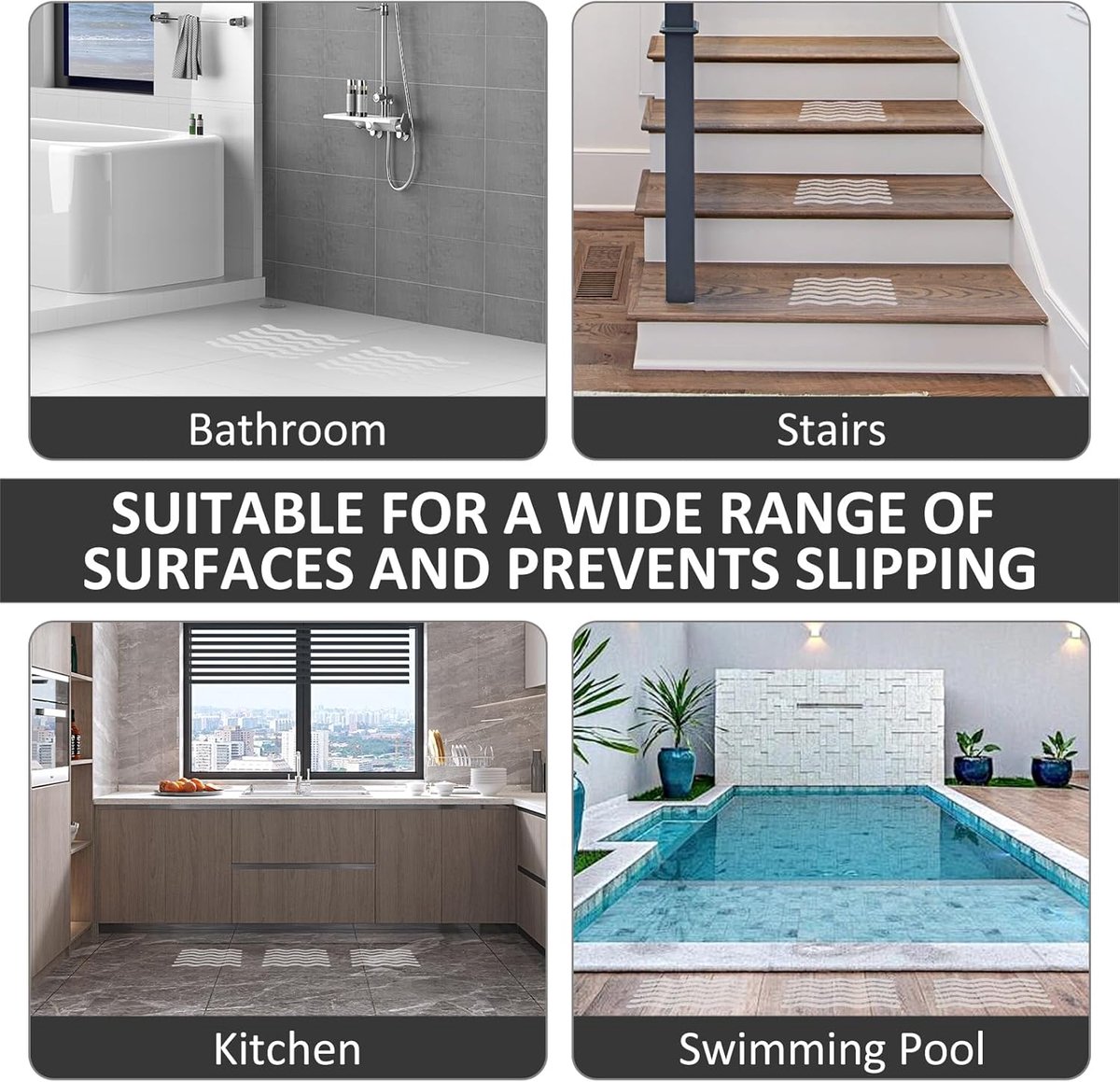 24 pieces - anti-slip stickers - 18 × 1.3cm - S-shape - anti-slip bath stickers - anti-slip shower stickers - safety strips for baths - for stairs, showers and — image 6