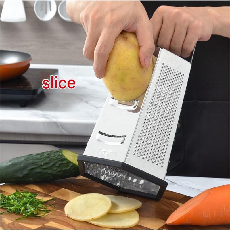 Multifunctional Six-Sided Box Vertical grater- TPR-sleeved handle - Stainless Steel Kitchen Tool with Non-Slip Base for Vegetables, Cheese, and Potatoes — image 6