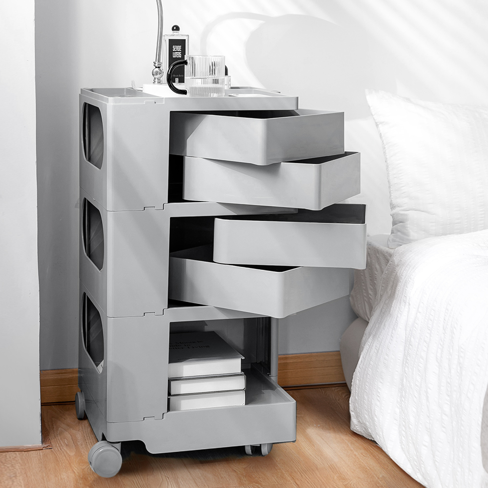 Artiss Storage Trolley Bedside Table 5 Tier Cart Boby Replica Grey — image 5