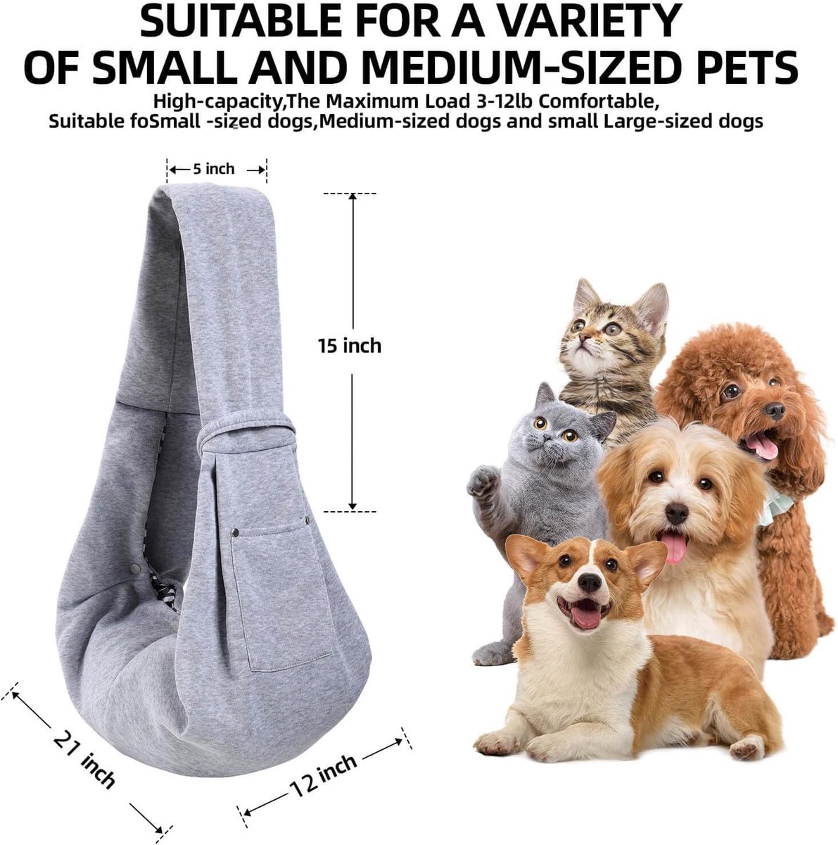 Dog carrier bag - reversible puppy carrier bag - pet bag - cat backpack - dog and cat carrier bag - with storage compartment - shoulder bag - hands-free dog — image 4