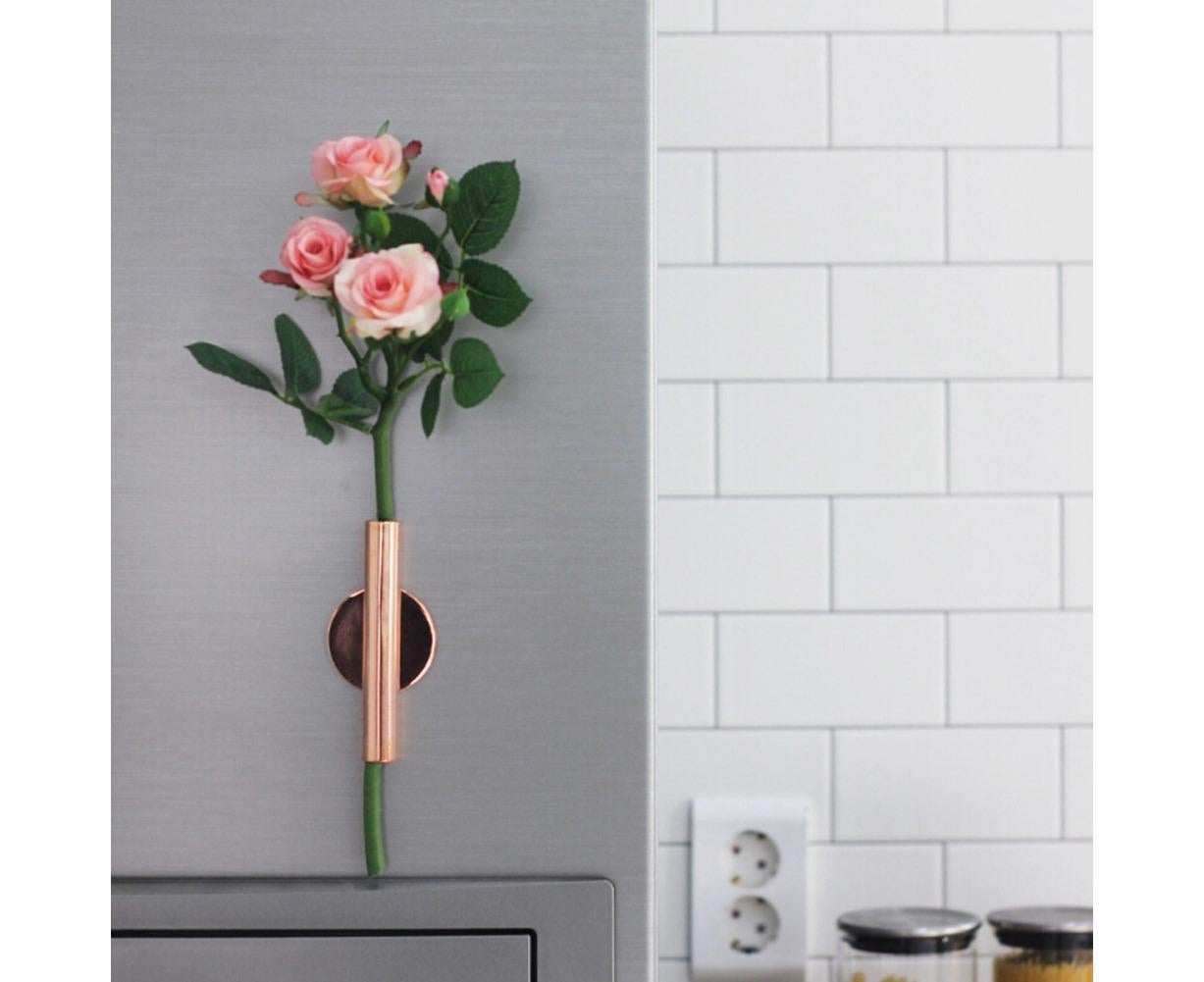 Wall Mounted Adhesive Metal Dried Flower Vase Tube Home Garden Balcony Decor-Rose Gold — image 6
