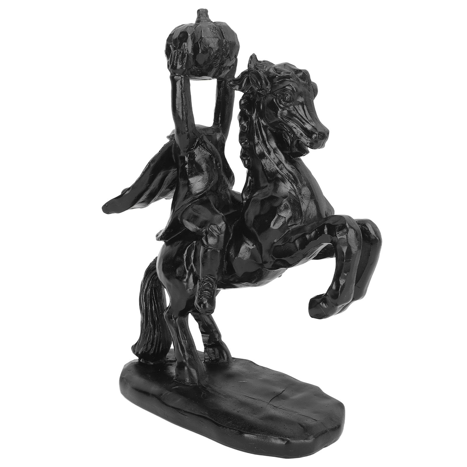 22cm Height Headless Horseman Statue with Pumpkin Horror Headless Horseman Halloween Decor Sculpture Handmade Resin All Black — image 3