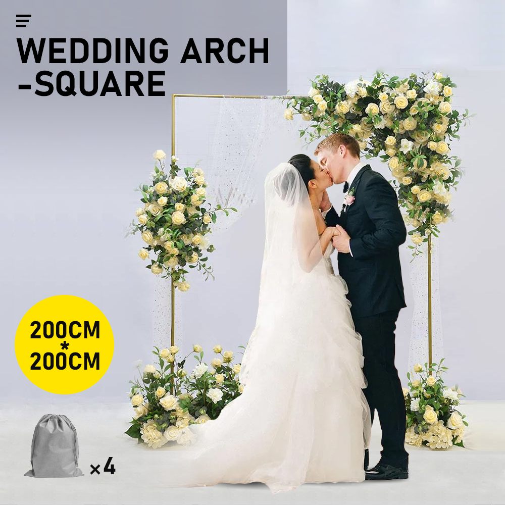 Golden Square Wedding Arch Adjustable 1M-2M Flower Rack Backdrop Stand Balloon Arch Stand for Wedding Birthday Party Garden Ceremony Decoration — image 2