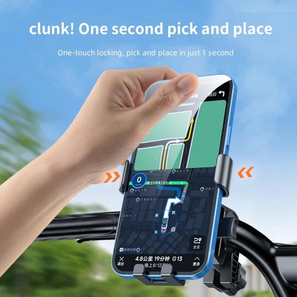 Universal Bicycle Phone Holder with Shock-Resistant Clamp and 360 Degree Rotation for Bikes, Scooters and Motorcycles, Black — image 5