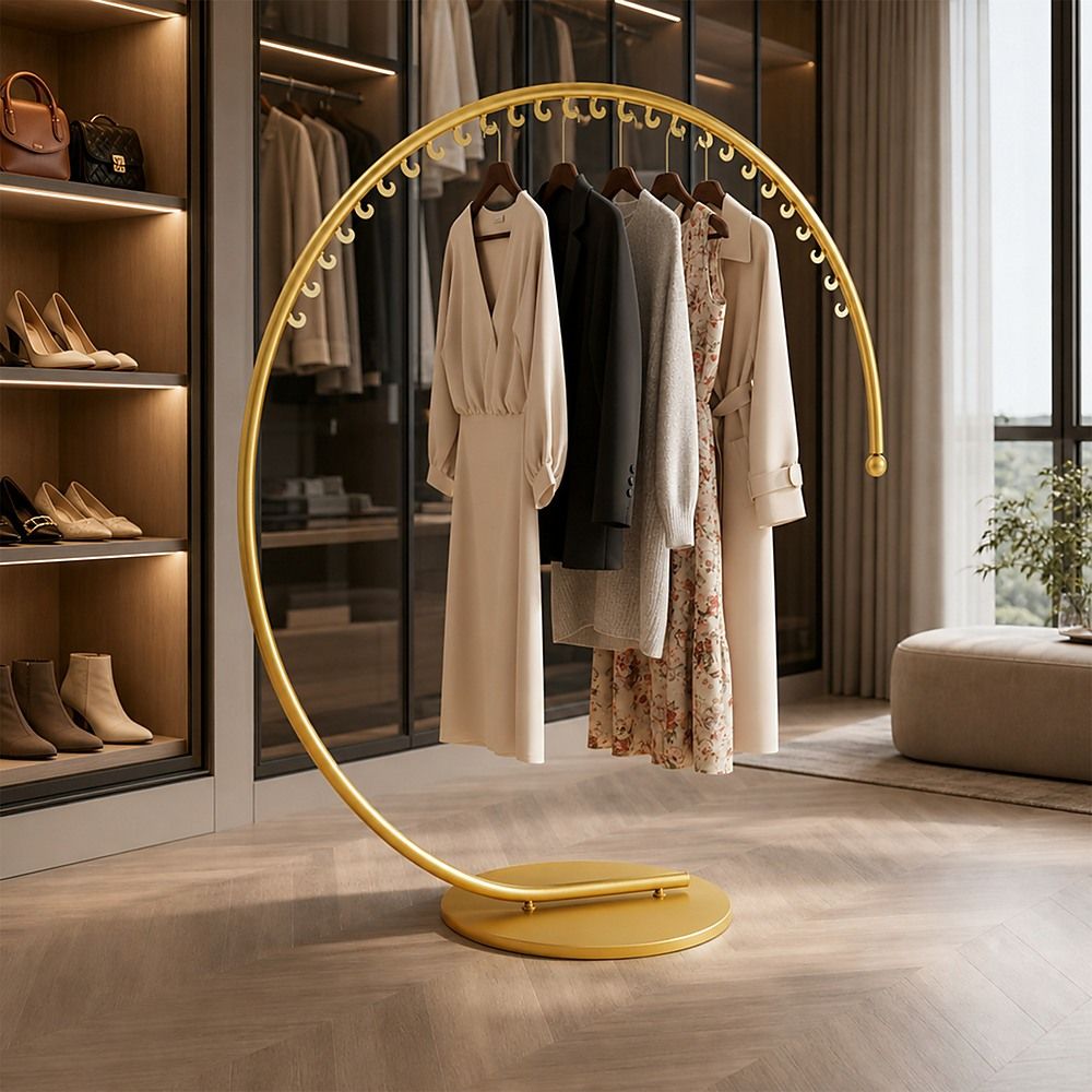 Commercial Clothing Floor-Standing Hanger High Capacity Curved Clothes Bar Storage Rack 160cm — image 2