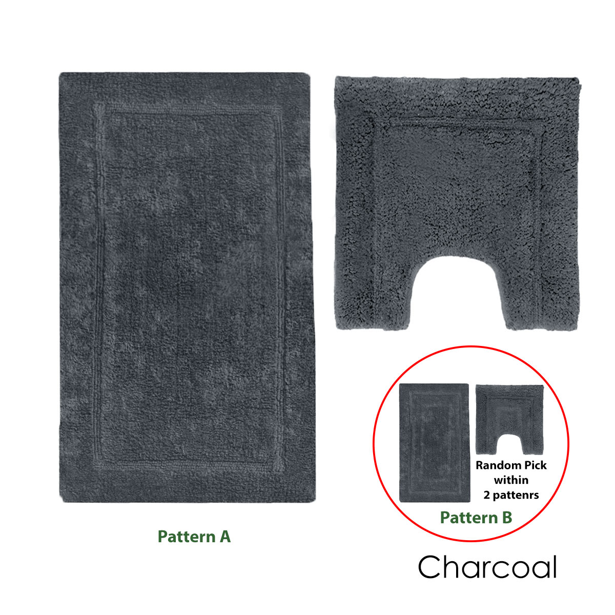 2200GSM 2 Pce Axel 100% Cotton Bath Mat Set Charcoal — image 3