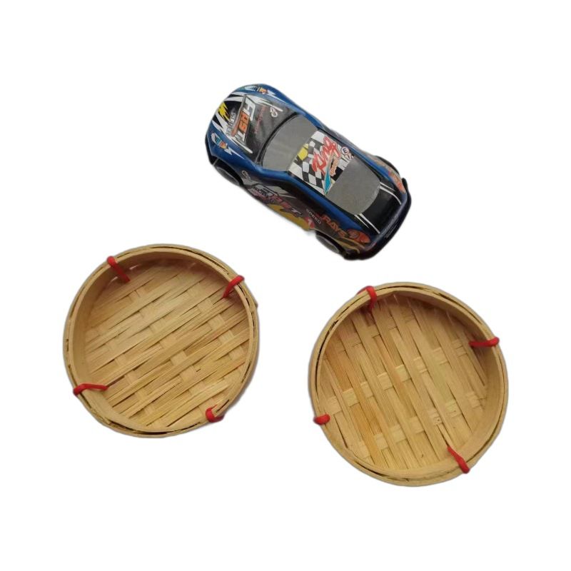 2pcs Bamboo Plate Food Storage Weaved Tray Fruit Plates Bamboo Wicker Rattan Tray Woven Snack Plate Cupcake Containers โ image 4