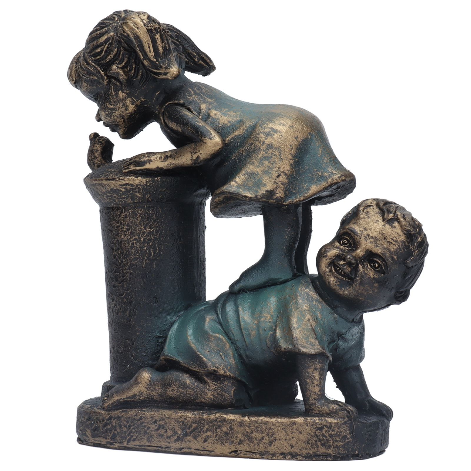 Girl Boy Drink Water Statue Garden Sculpture Resin Courtyard Ornament for Indoor Outdoor Decoration โ image 2