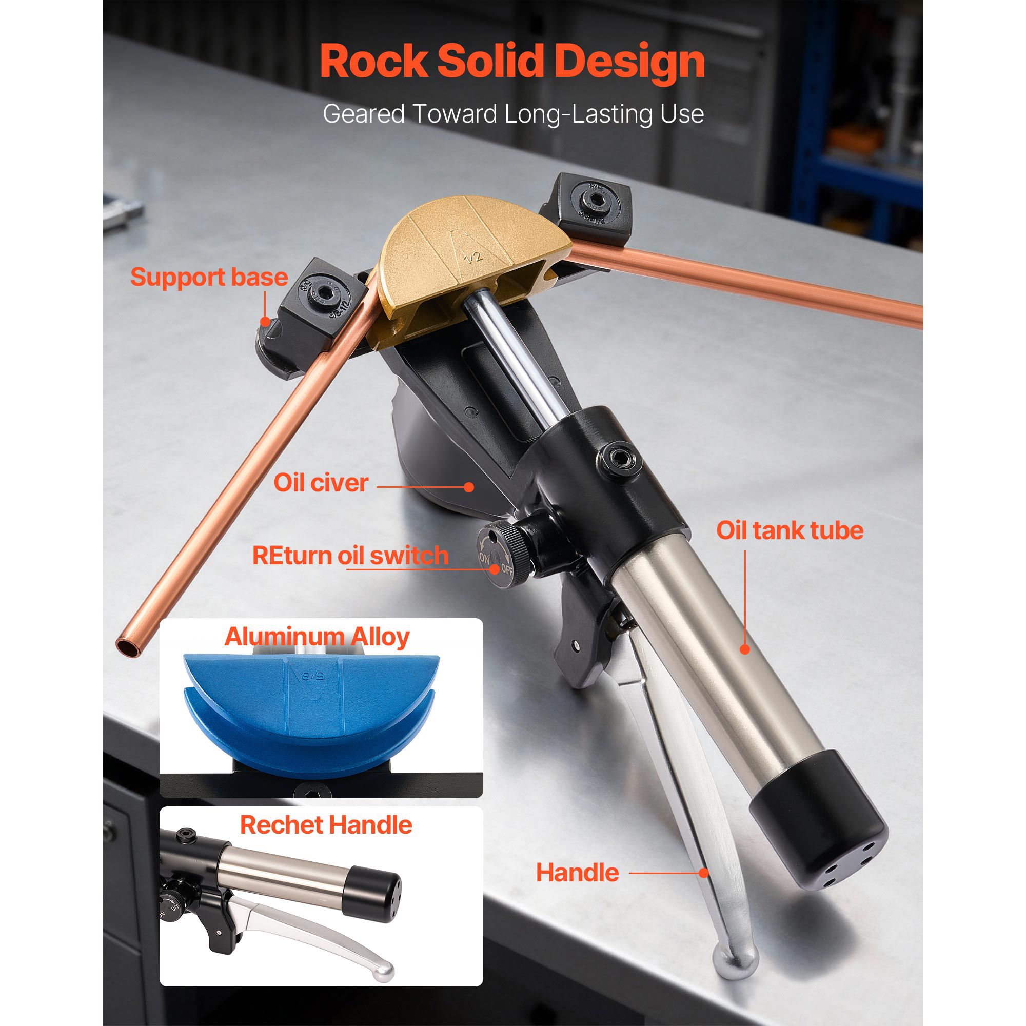 Hydraulic Tubing Bender Kit, 6 mm to 22 mm, Copper Tube Pipe Bender, HVAC Bending Tool Set, 90° Bend, with 7 Color Aluminium Alloy Dies, for HVAC Air — image 5