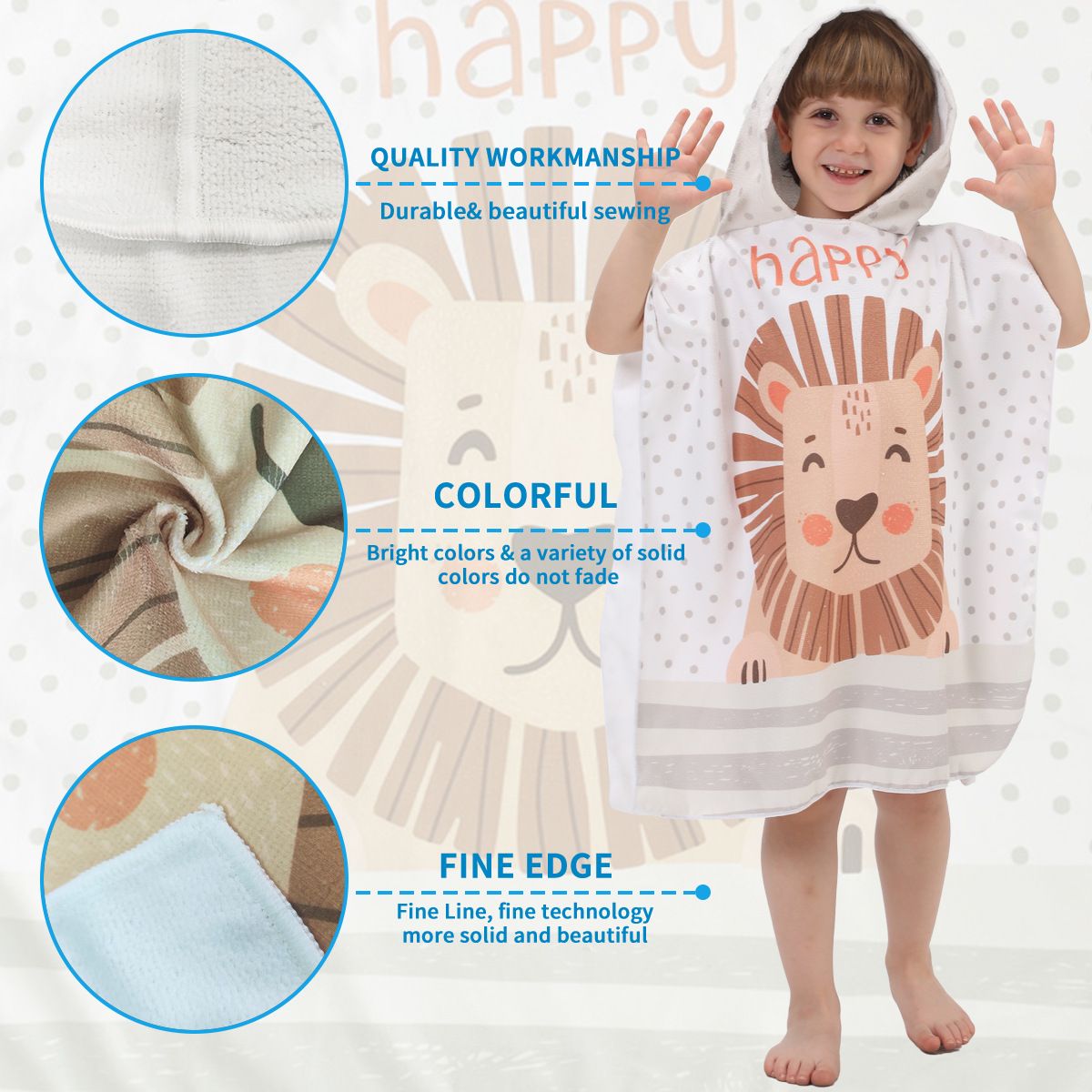 Quick-drying, sand-free, thin beach towel with hood — image 3