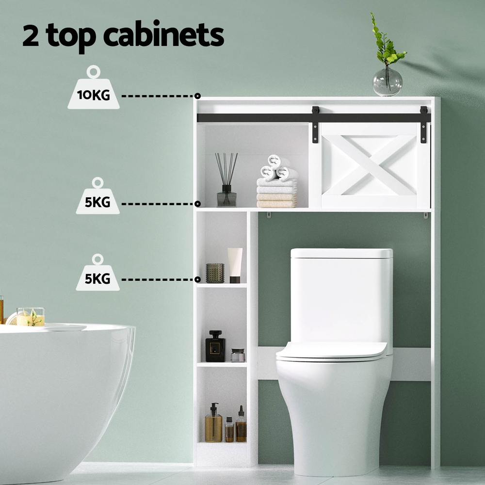 Artiss Bathroom Cabinet Over the Toilet Storage Organiser Laundry Shelf 128cm — image 4