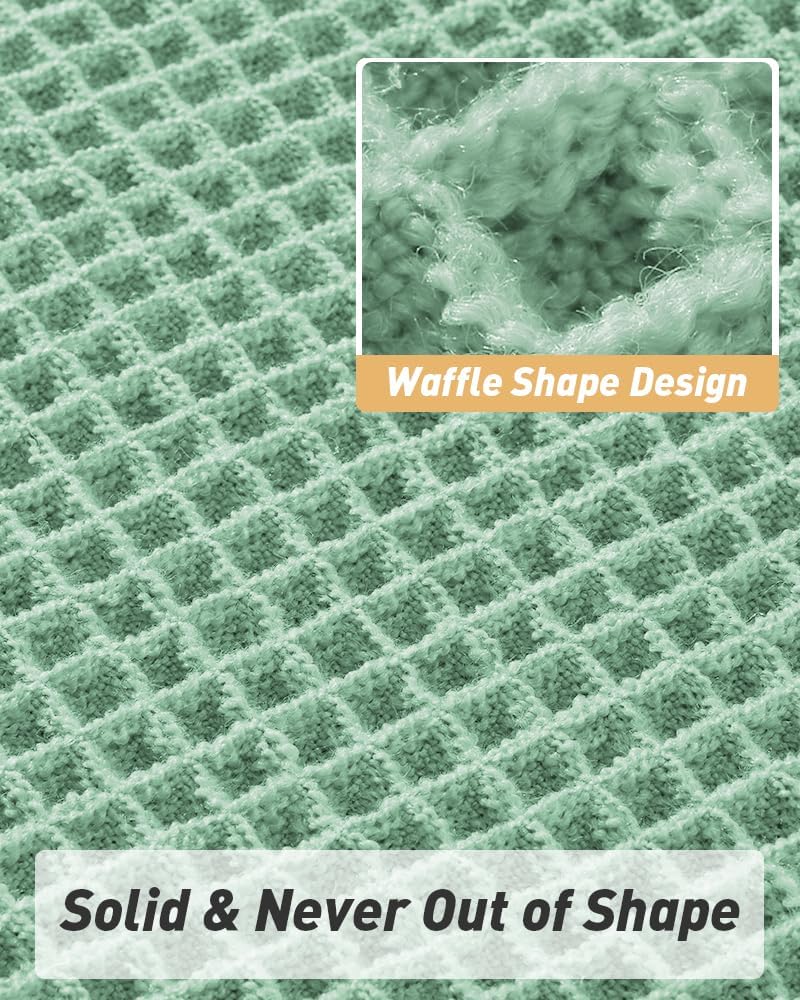 Upgraded Waffle Bath Mat, Super Absorbent Non Slip Mats for Bathroom Floor, Machine Washable Rugs with Tassels, Rubber Backed Mats, Ultra Soft, 17" x 24", Sage — image 5