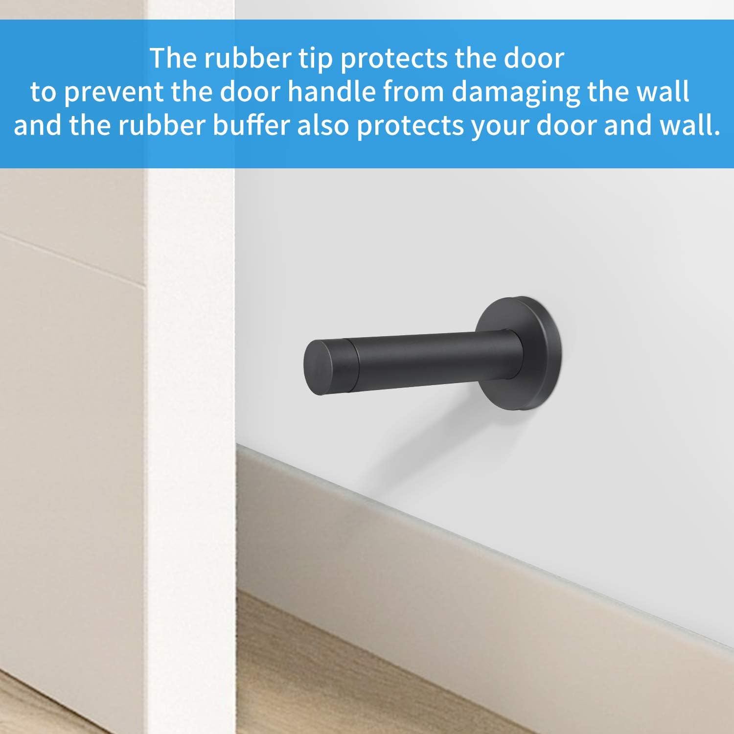 DOKU 10Pcs Door Stop, 3.5 Inch Heavy Duty 304 Stainless Steel Door Stopper with Rubber Tips Bumper, Wall Mounted Door Holder Protection Sound Dampening, Matte — image 3