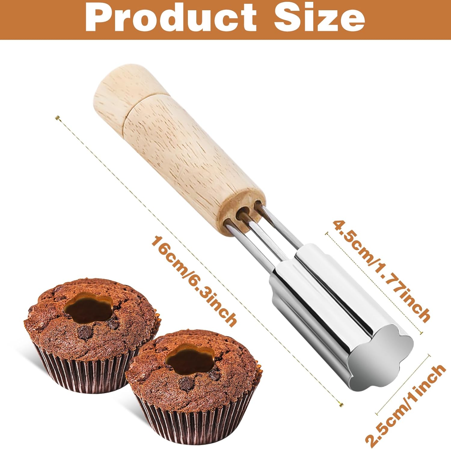 Cupcake Corer, Stainless Steel Cupcake Corer Tool Used for Cupcake Filler Tool Cake Cupcake Corer Tool Reusable Corer Tool Kitchen Cookie Baking Filling and — image 2