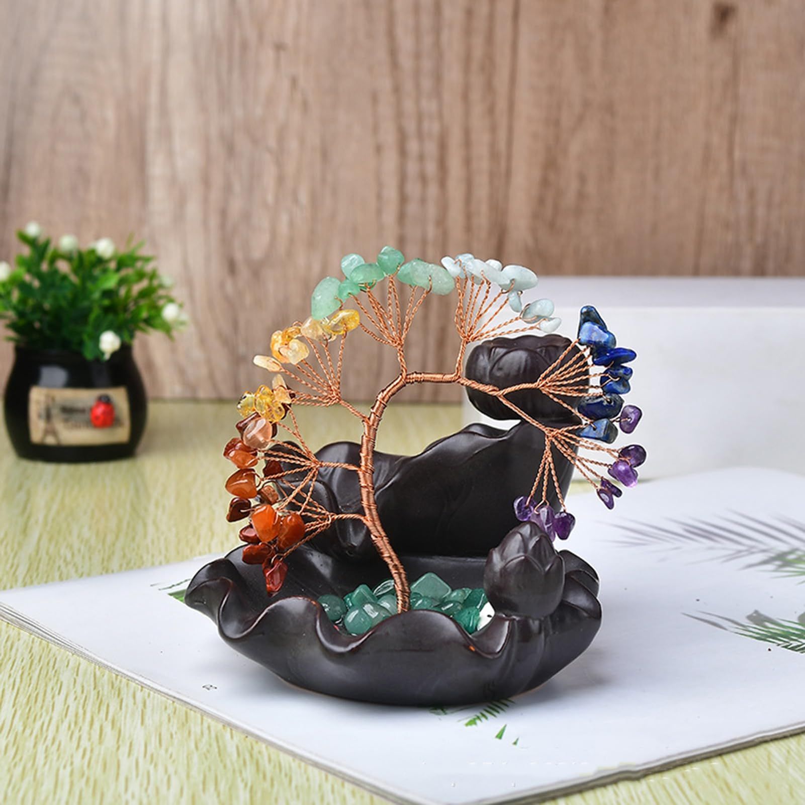 Incense Burner Stress Relief Incense Burner Faux Crystal Tree Backflow Incense Holder for Home Meditation Room Decorations — image 4