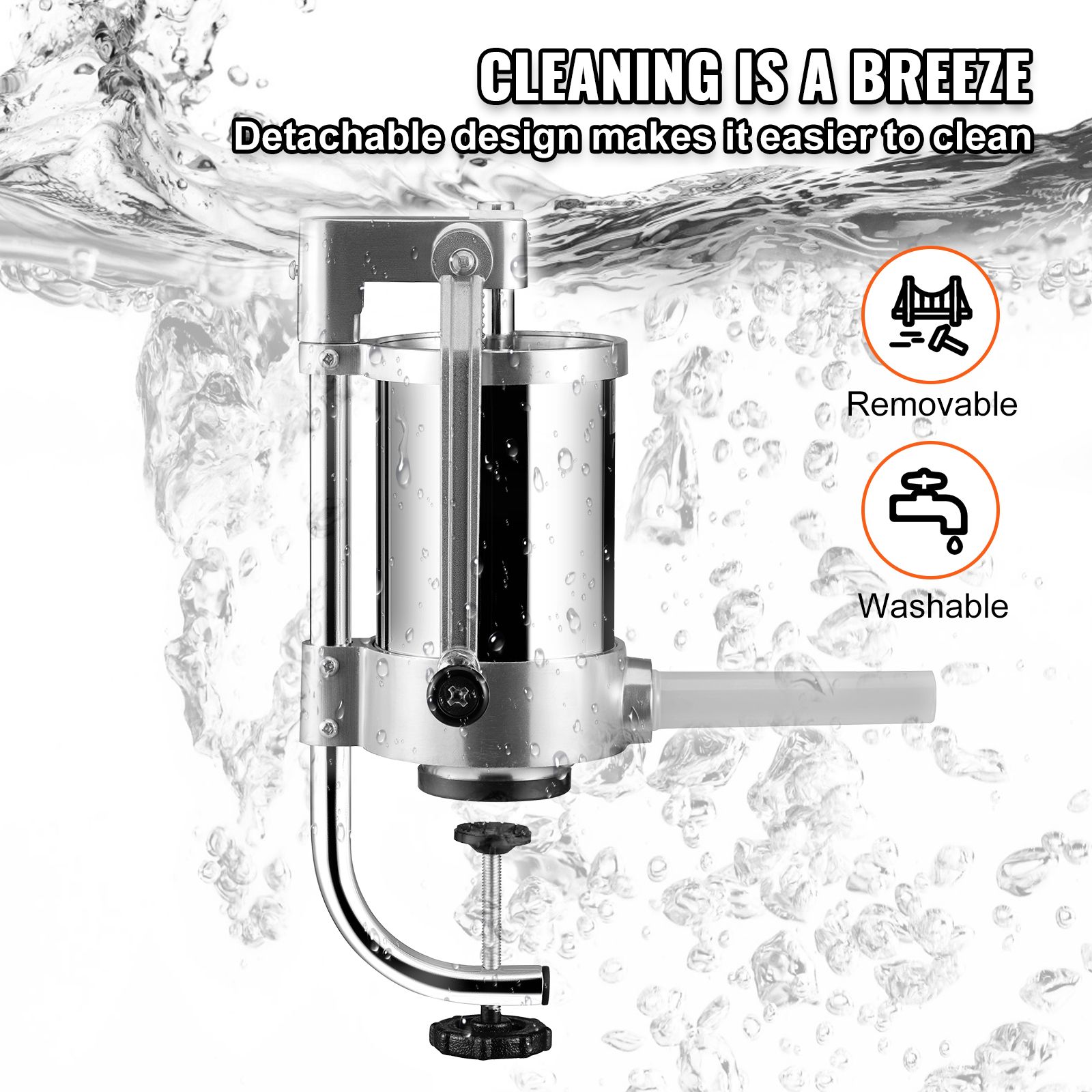 Sausage Stuffer 2.5LBS/1.5L Capacity Homemade Sausage Maker Stainless Steel — image 6