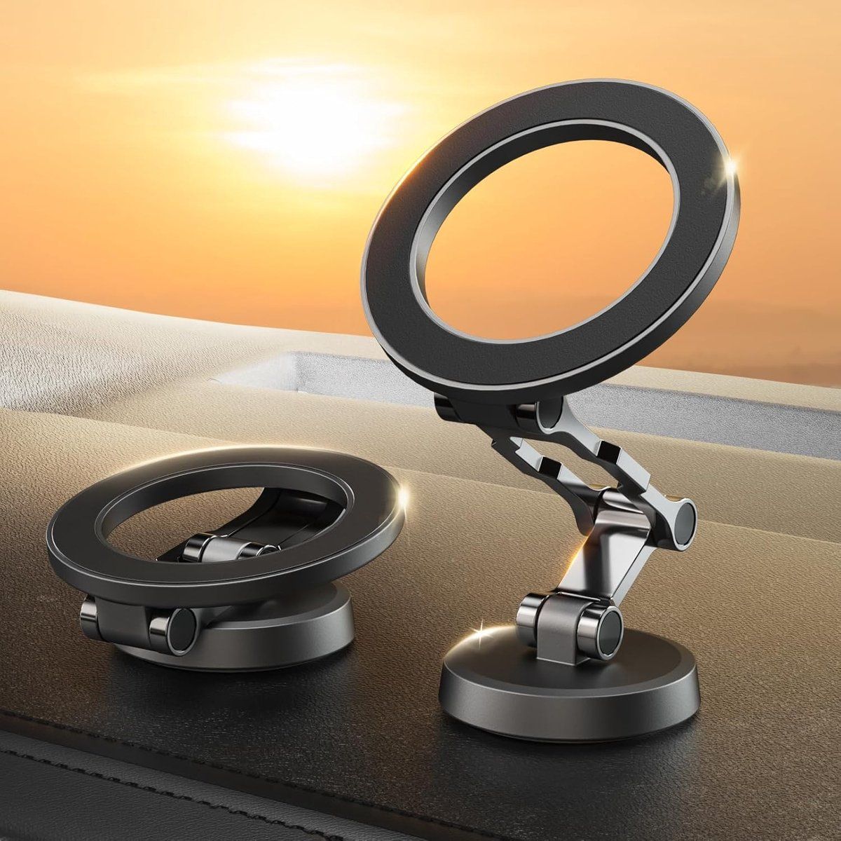 Full Metal Magnetic Car Phone Holder, Rotatable Dashboard Mount for Secure Hands-Free Navigation, Compatible with Most Smartphones, Black — image 2
