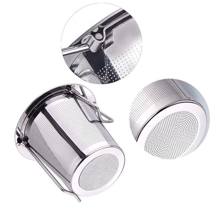 Stainless Steel Tea Steeper Fine Mesh Filters,Large Capacity Tea Strainer With Folding Handle And Lid,Hanging On Teapots Mugs Cups — image 3