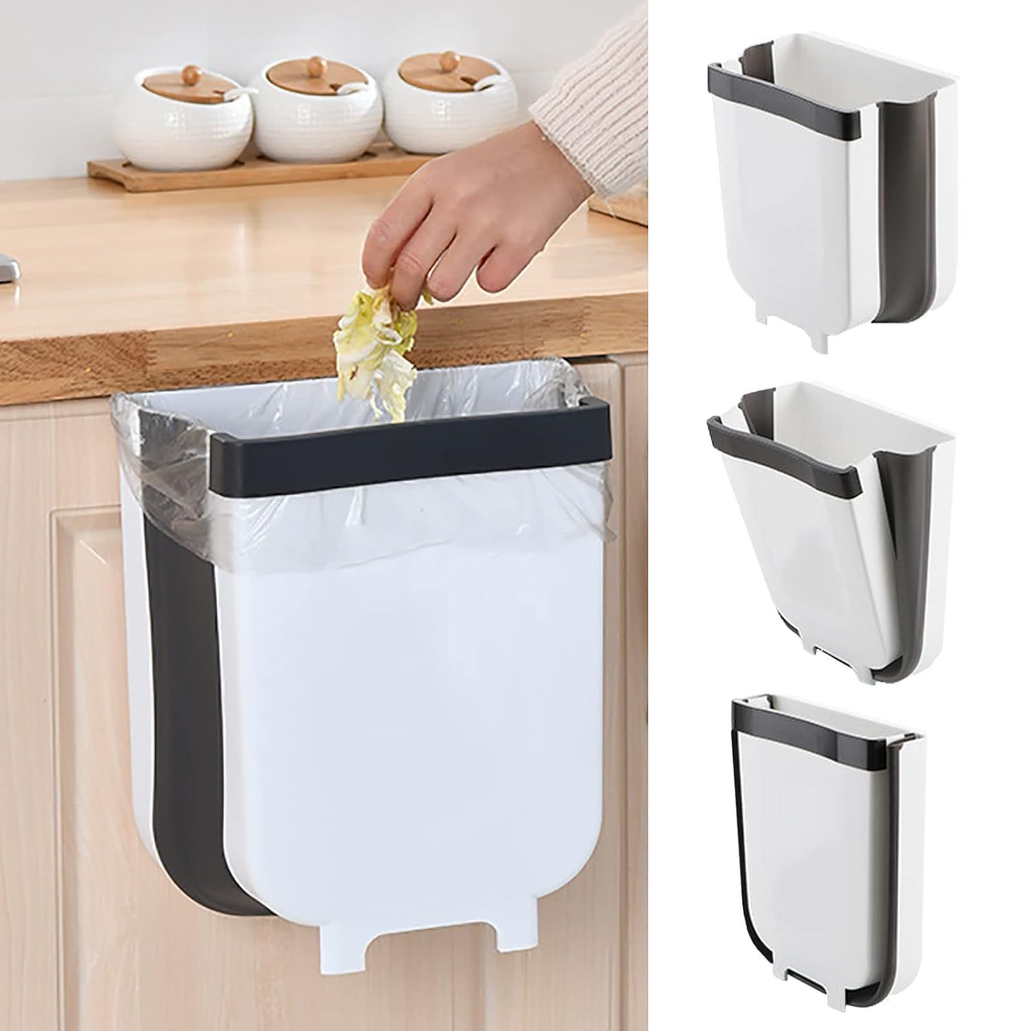 Foldable Small Trash Bin Wall Mounted, Hanging Composting Bin For Kitchen, Under Sink Garbage Can Easy To Use โ image 3
