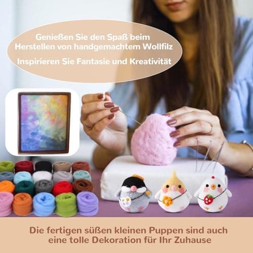 Needle Felting Set in 24 Colors - Felting Tools and Storage Bag, Large Set with Felting Wool, Needles and Felting Mat for DIY โ image 3
