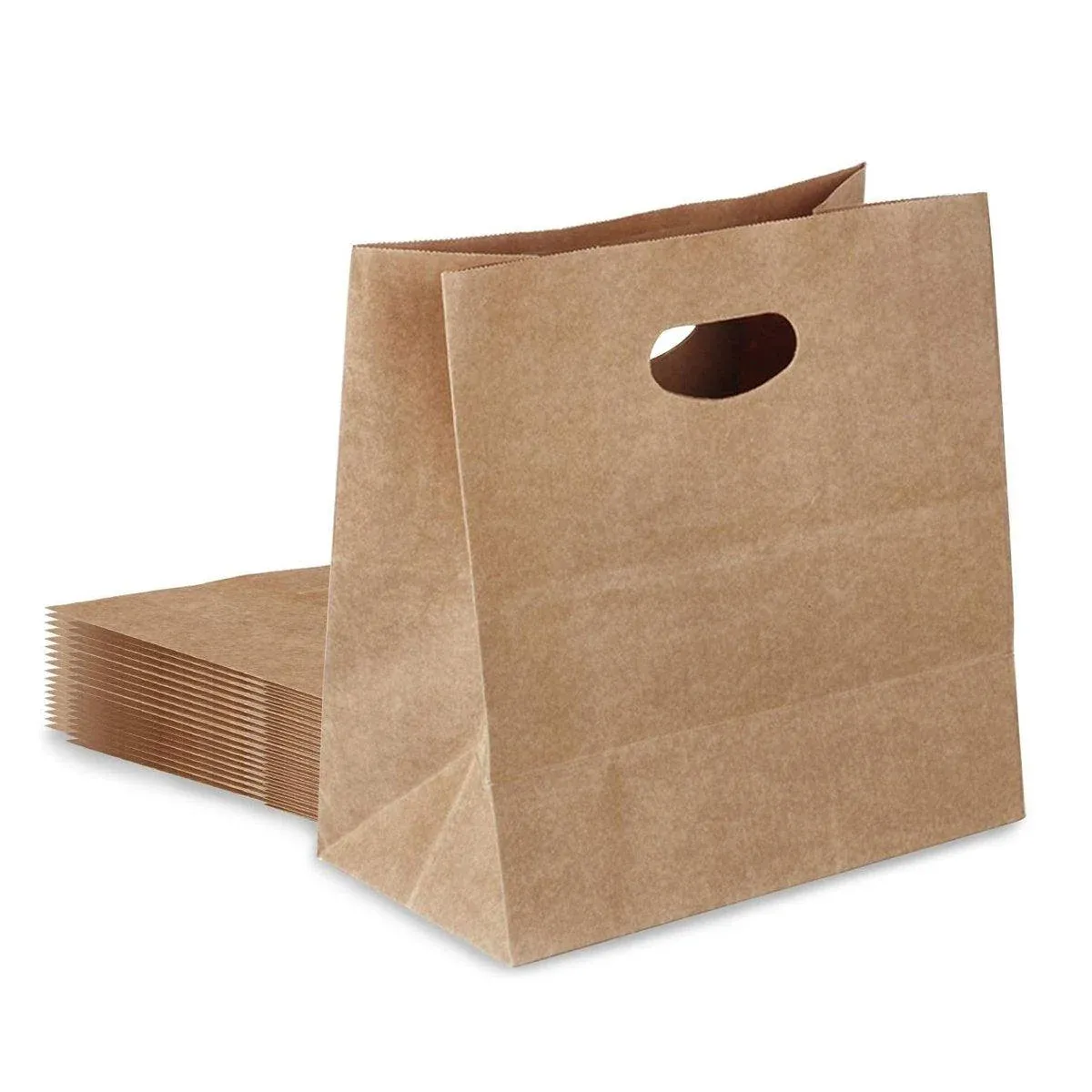 50PCS Scooped Kraft Paper Tote Bags Gift Bags for Party Wedding Packaging โ image 2