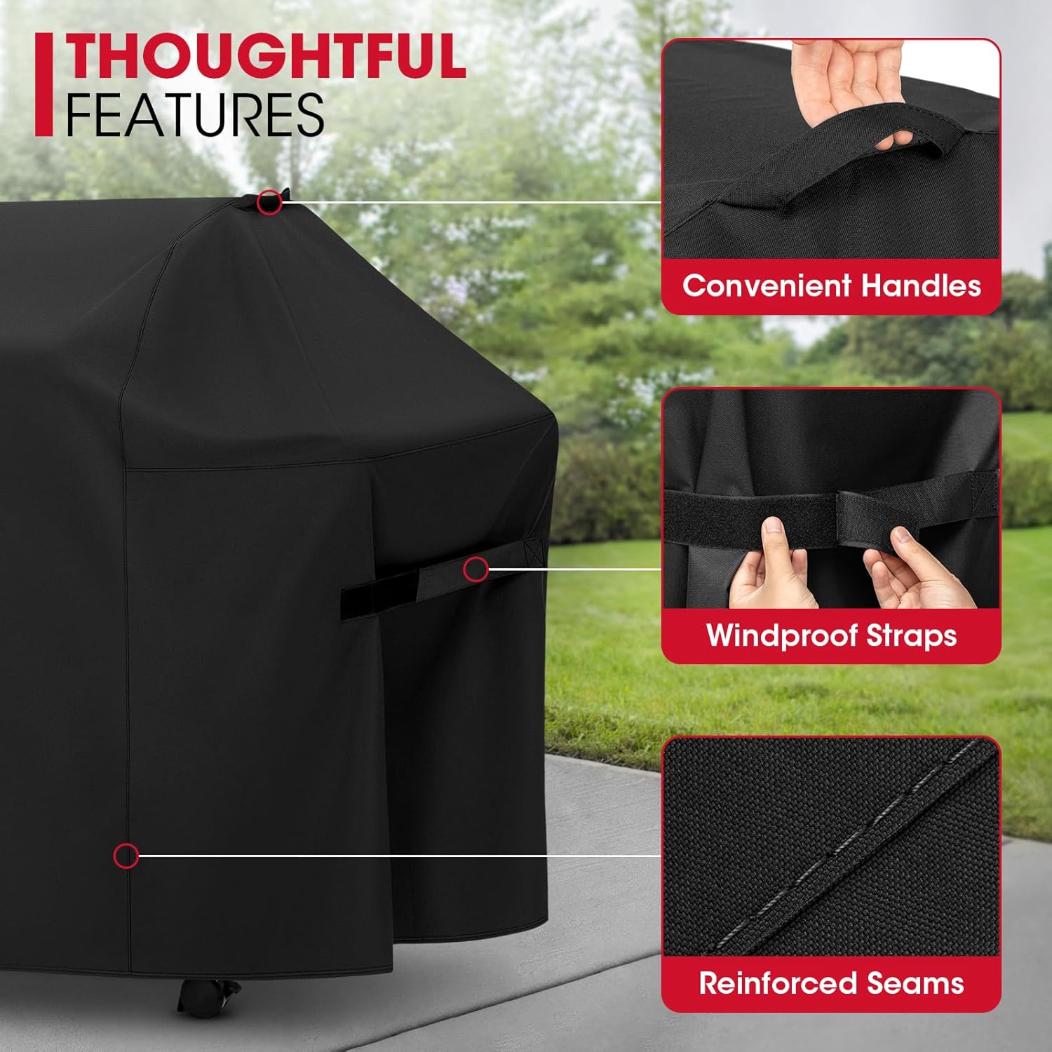 58 Inch Grill Cover for Weber Genesis II, LX 300 Series and Genesis 300 Series Gas Grills, Heavy Duty Waterproof Fade Resistant BBQ Cover, All Weather — image 5