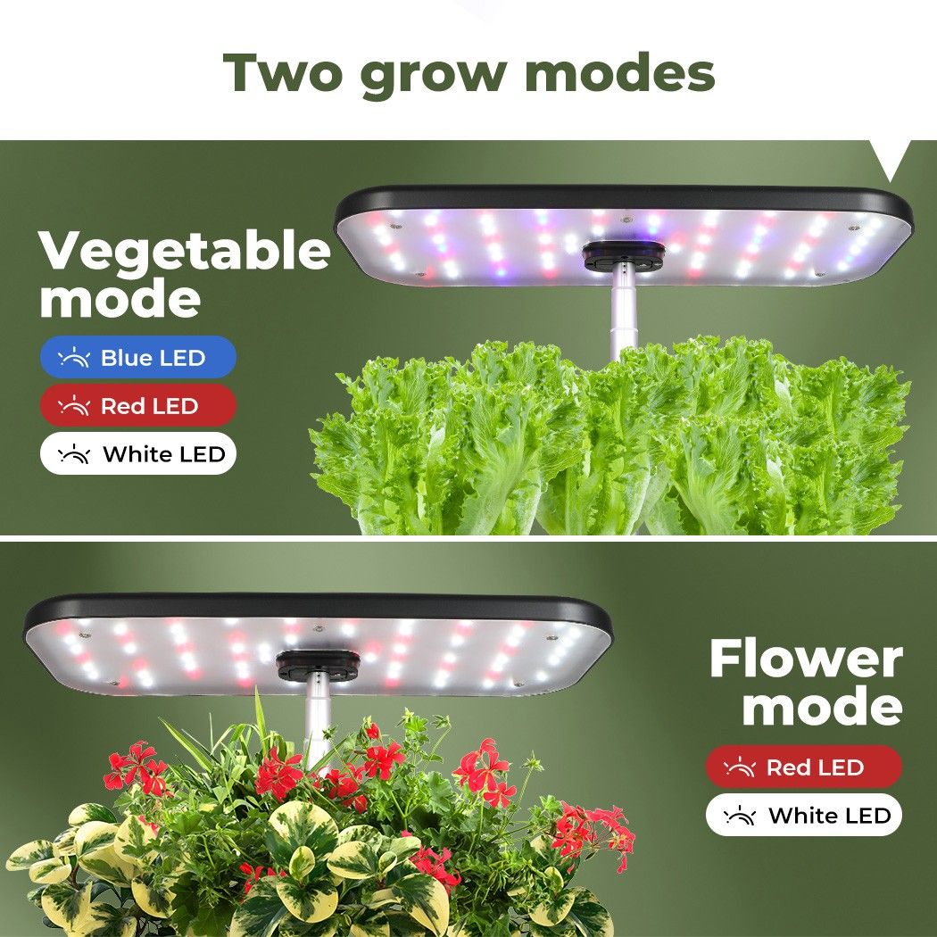 Hydroponics Plant Growing System 12 Pods Indoor Herb Garden Kit Led Light 4L Black — image 2