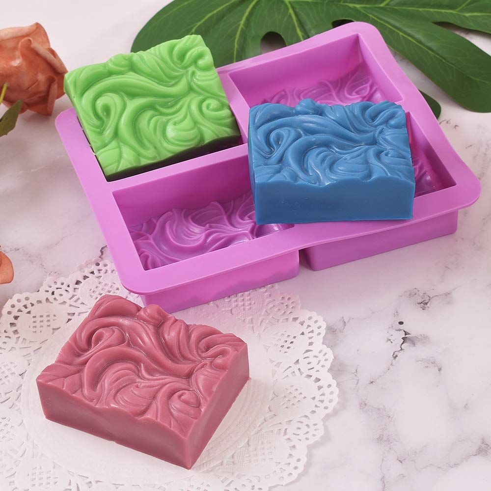 Silicone Soap Square Molds, DIY Handmade Soap Molds with Ocean Wave Pattern for Milk Soap Multi purposes β image 3