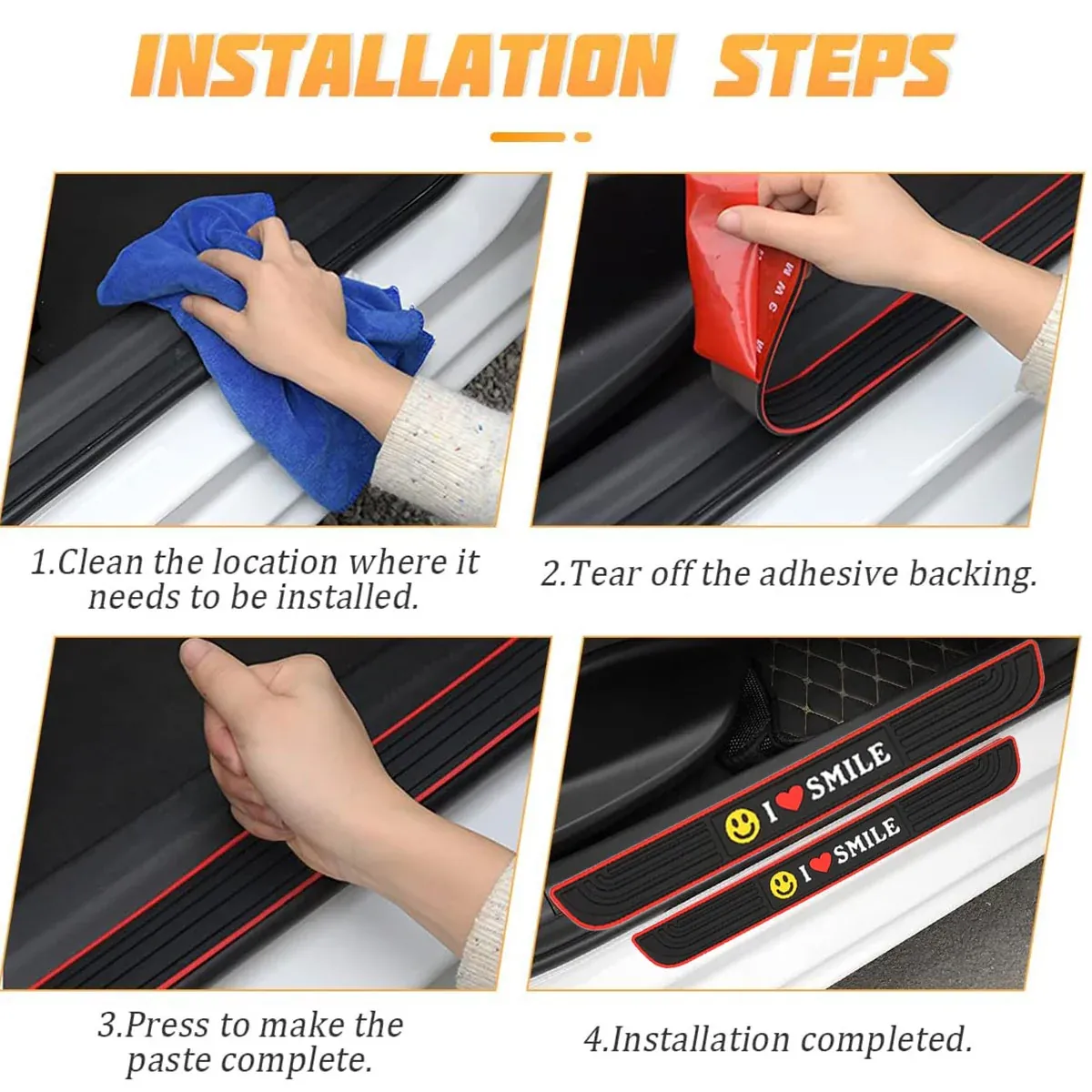 4PCS Car Threshold Bar Sticker Pedal Strip Anti Collision Door Sill Protector โ image 4