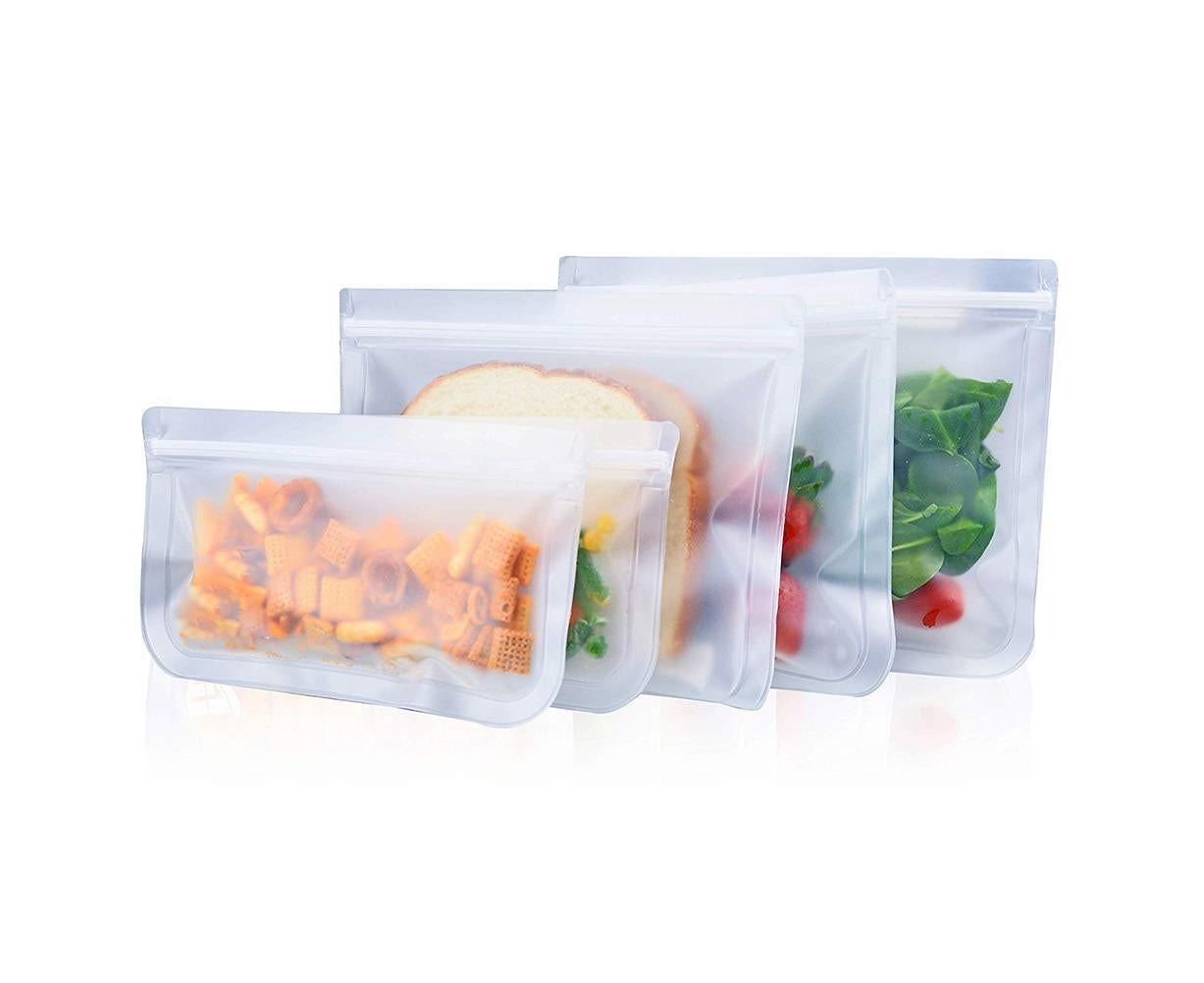 5Pcs Reusable Frosted Self Sealed Sandwiches Food Freezer Storage Bag Organizer