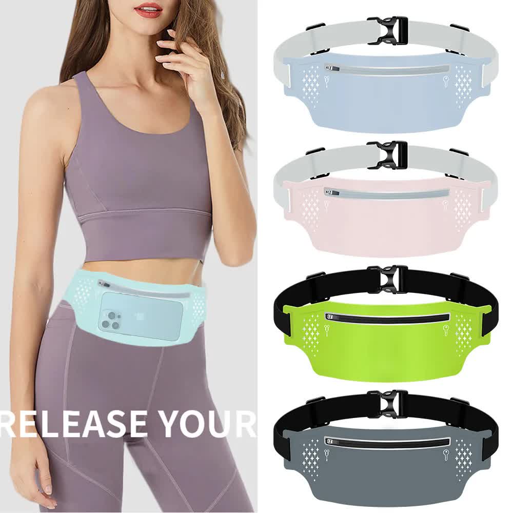 2 Pcs Pink Lightweight Women's Running Waist Bag - Splash-Proof Fitness Belt with Stretchable Phone Storage โ image 2