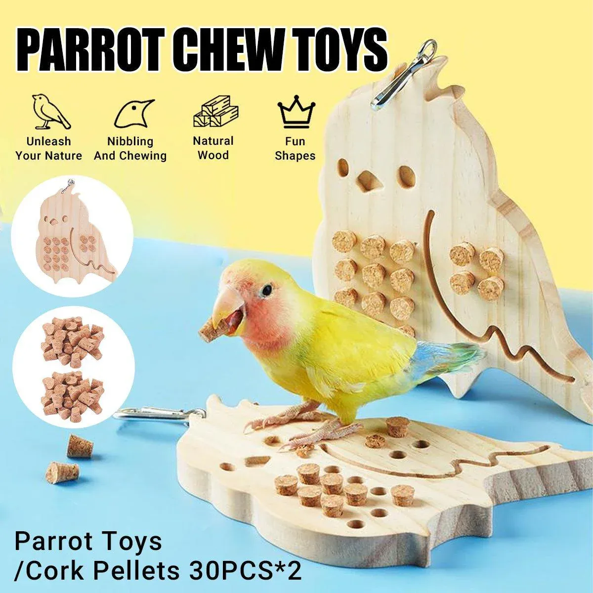 Parrot Toy Nibbling Relief Anti-Depression Puzzle Supplies for Bird Chewing Fun - Parrot Toys โ image 2