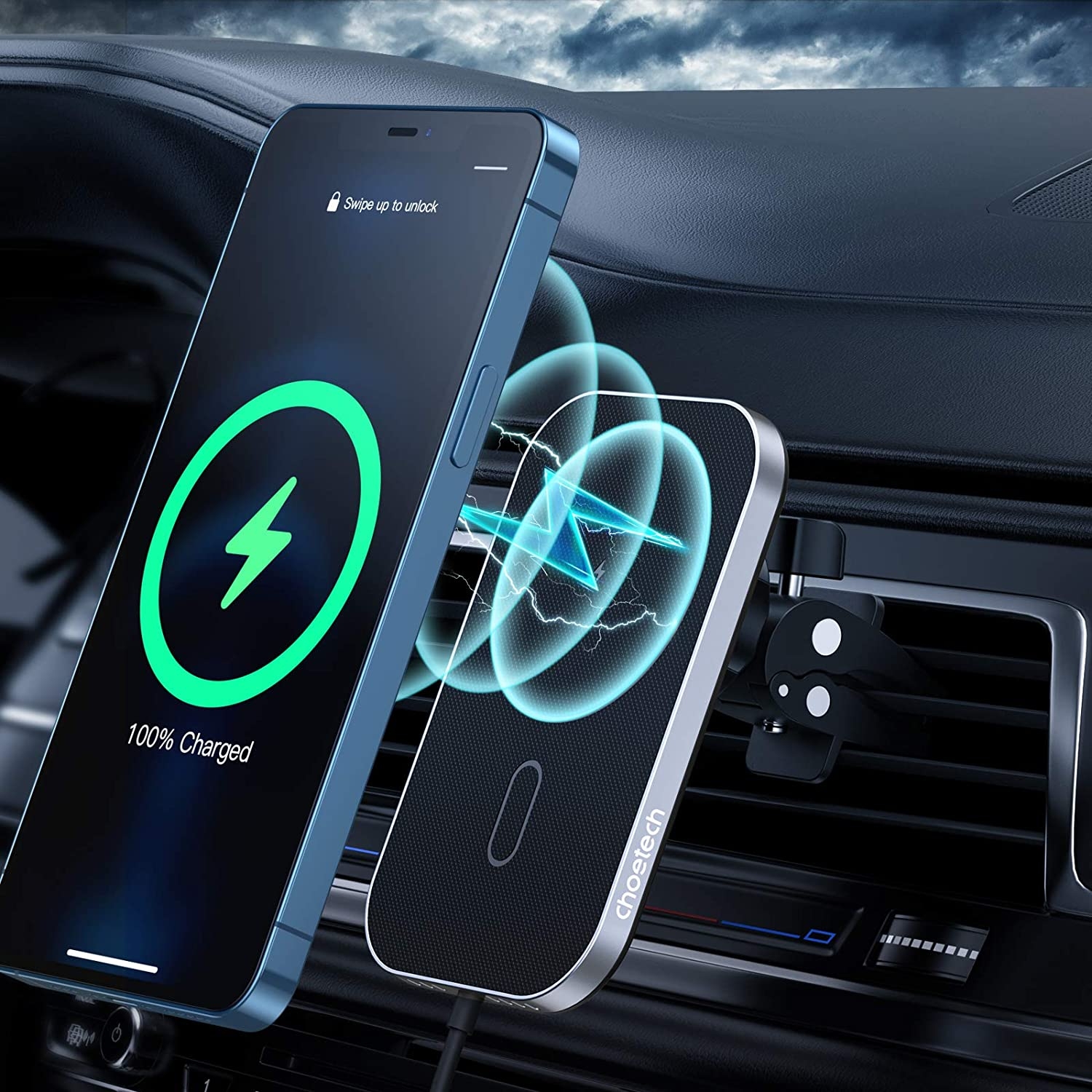 CHOETECH T200F-301 15W MagLeap Magnetic Wireless Car Charger Holder with 1.5M Cable โ image 2