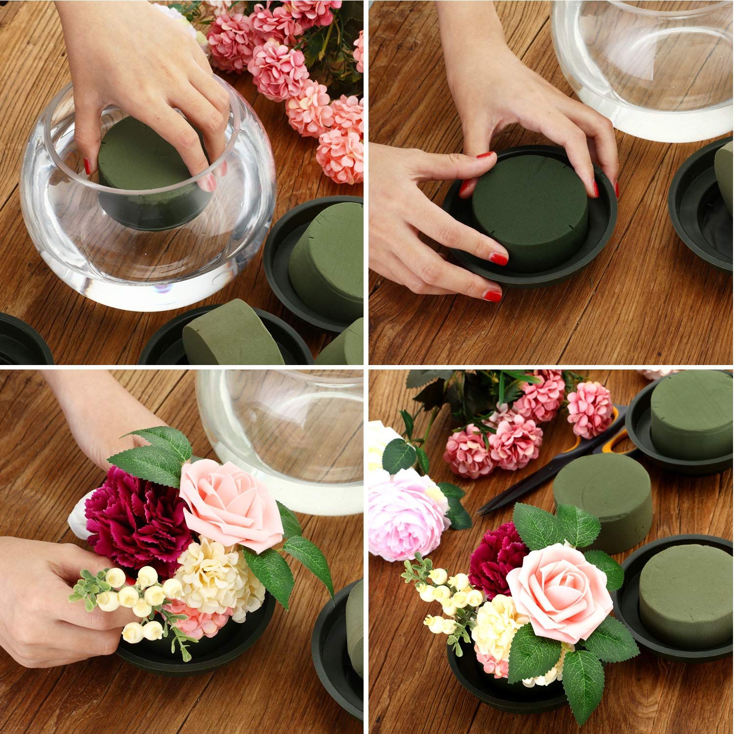 12 Pieces Round Floral Foam Wet Floral Foam Green Flower Foam DIY Flower Arrangement Kit (2.95 × 2.95 × 1.57 Inches) — image 3