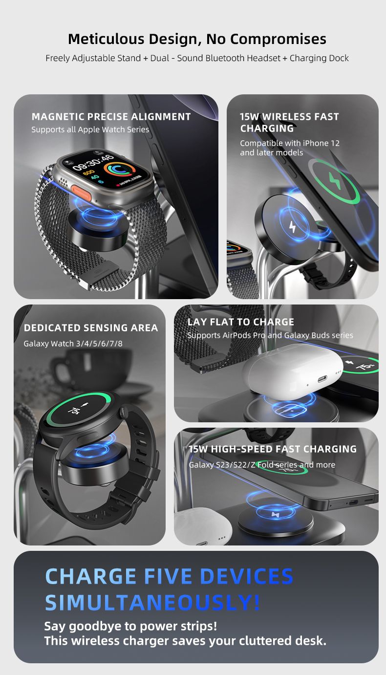 OC22 5-in-1 Wireless Charging Stand Multi Device Fast Charging Dock,black — image 6