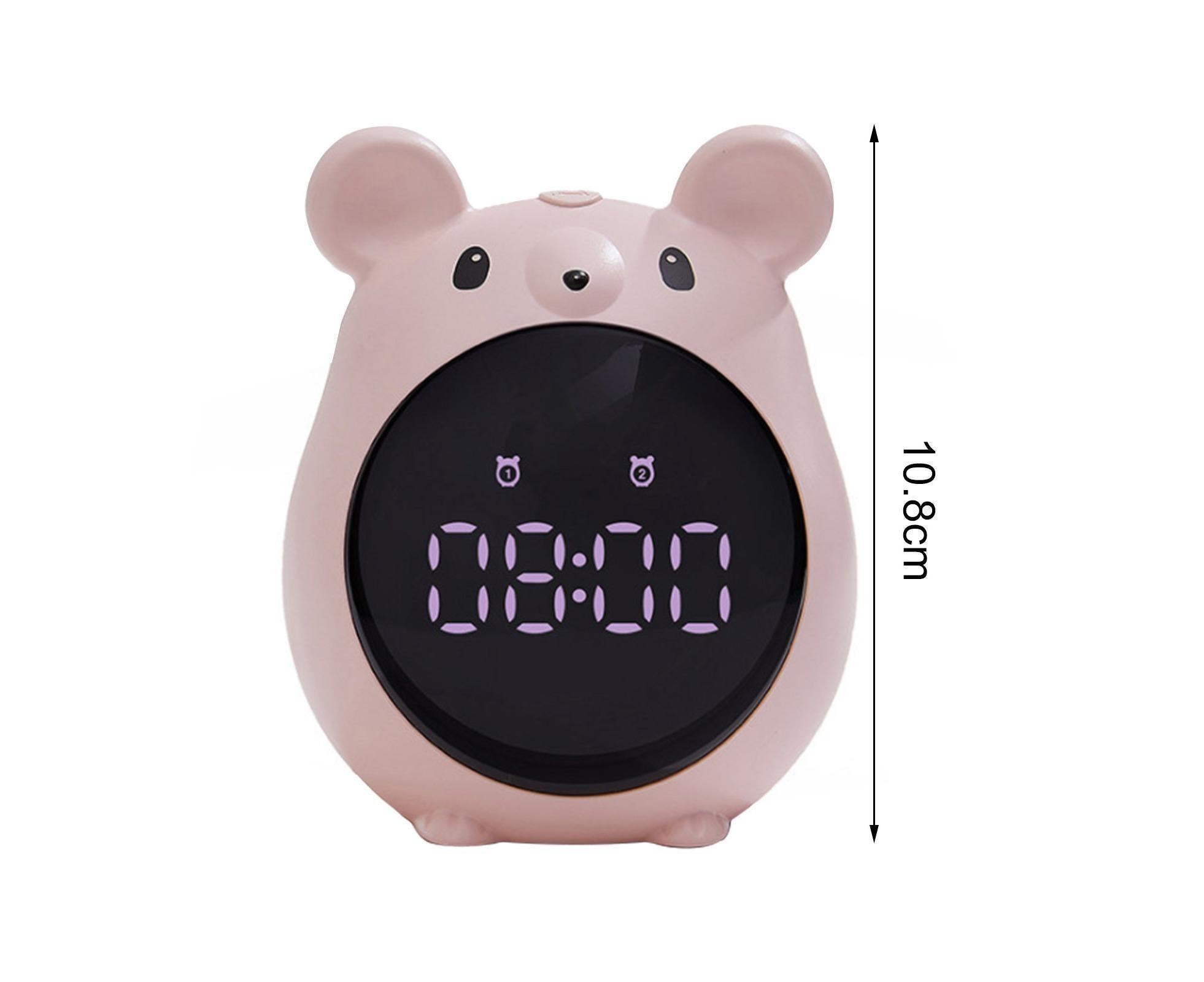 Alarm Clock Cartoon Large Screen Mouse Shape Rechargeable Time for Home - Blue โ image 2