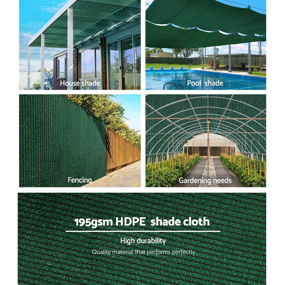 Instahut 90% Shade Cloth 3.66 × 20m Shadecloth Sail Heavy Duty Green — image 4