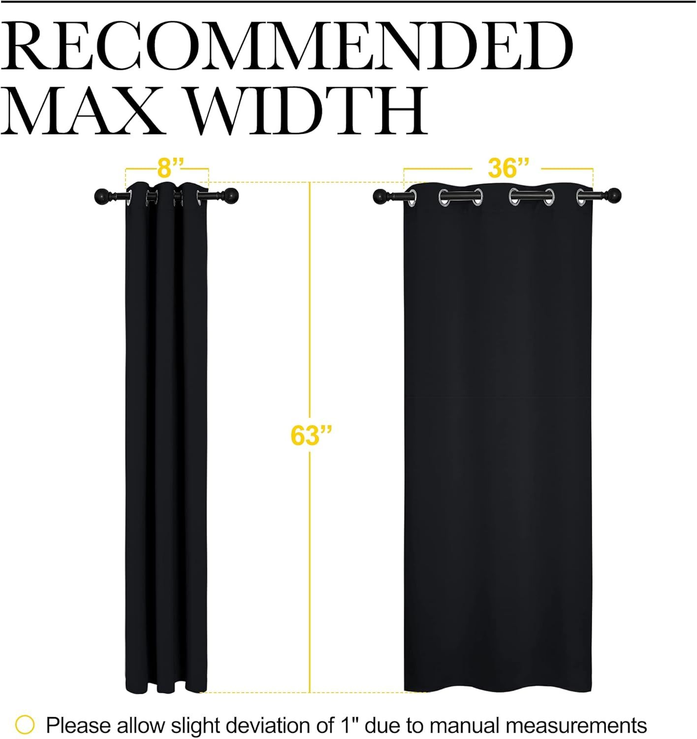 2 Pack Blackout Curtains for Bedroom, Thermal Insulated Grommet Drapes for Light Blocking, Noise Reduction and Kitchen Windows, Black, 106.7 x 160 cm โ image 3